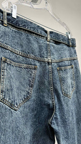Margiela Asymmetrical Cut-out Tapered Belted Jeans