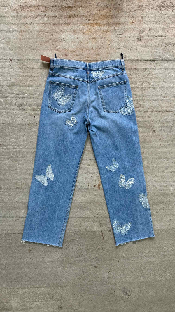 Valentino Butterfly-embroidered Row-end Jeans