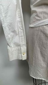 Ann Demeulemeester L/S Collarless Belted Crinkled Shirt Dress