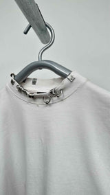 Balenciaga Oversized Embellished-Neck Distressed T-shirt