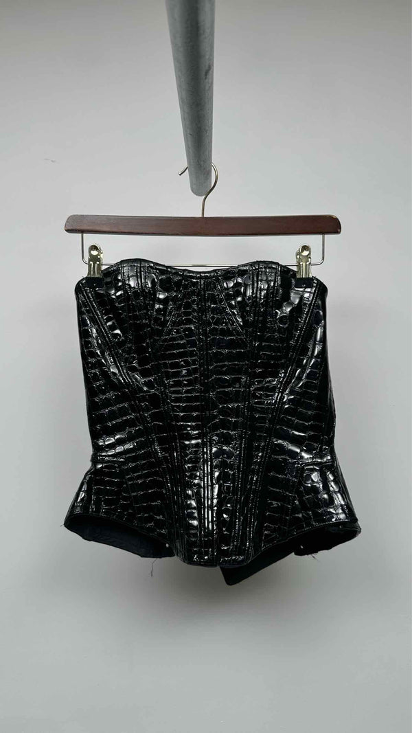 Cadolle Victoria Embossed-leather Corset Top