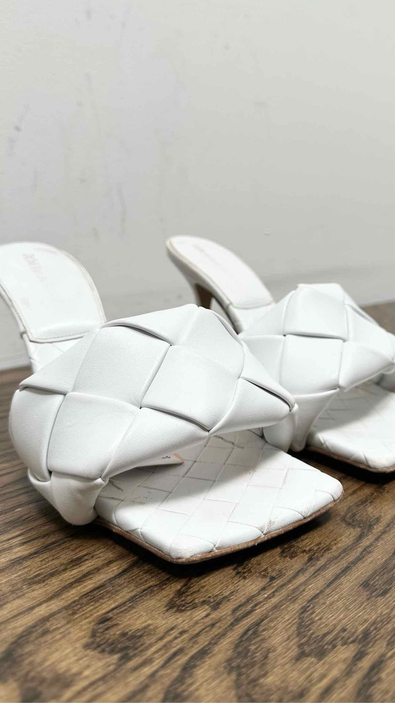 Bottega Veneta Lido Intrecciato Leather Heel Sandals