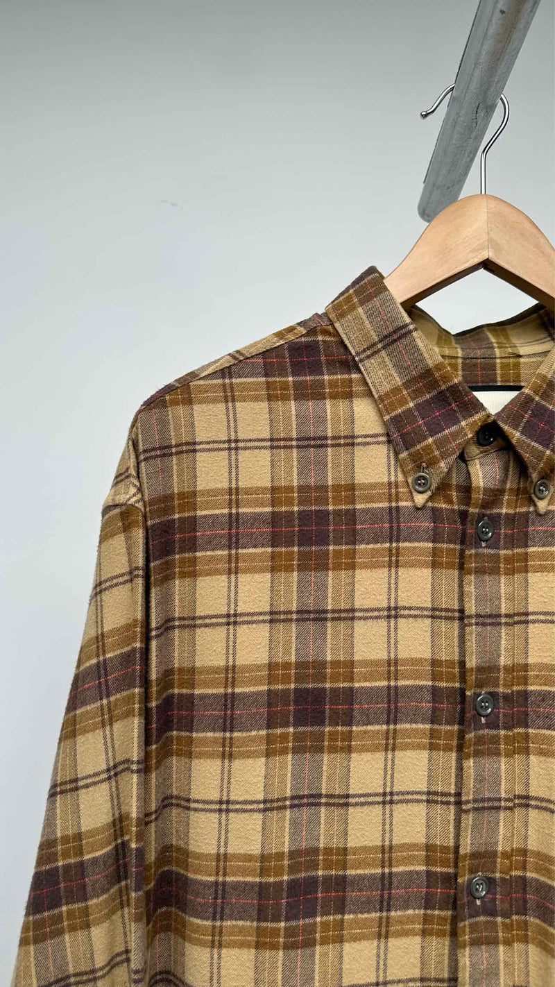 Gucci Leather Logo Oversized Plaid Shirt