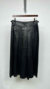 Gabriela Hearst Pleated Leather Long Skirt