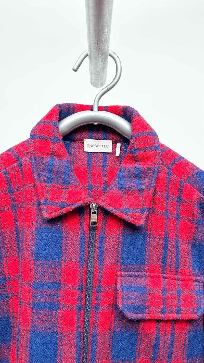 Moncler Zip-up Plaid Wool Shirt Jacket