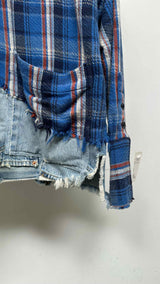 Greg Lauren Plaid Denim Boxy Studio Shirt