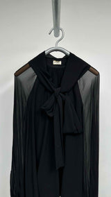 Saint Laurent L/S Silk Layered Mini Tulle Dress