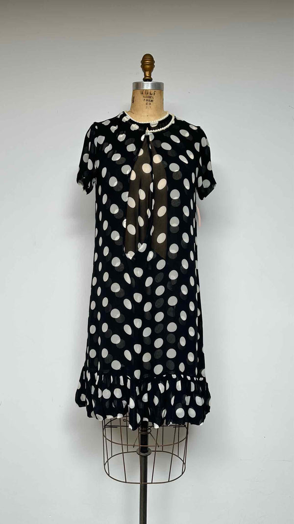 Junya Watanabe S/S Pearl-neck Sheer Polka-dot Dress