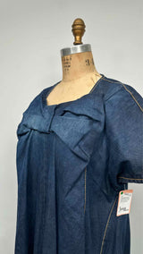 Junya Watanabe Denim S/S Front-Bow Oversized Denim Dress