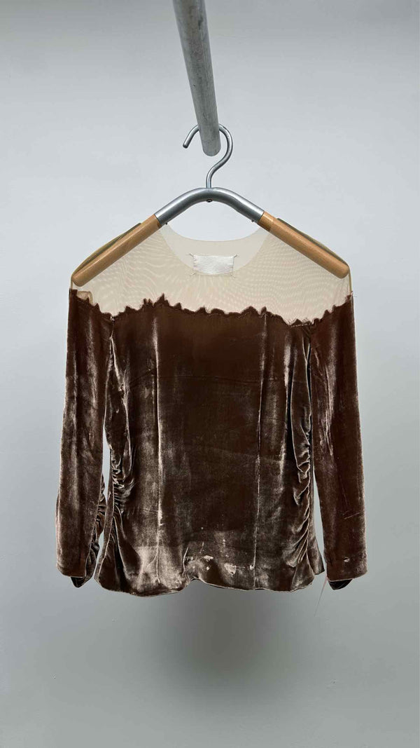 Margiela Burnt Effect Velvet Mesh Blouse