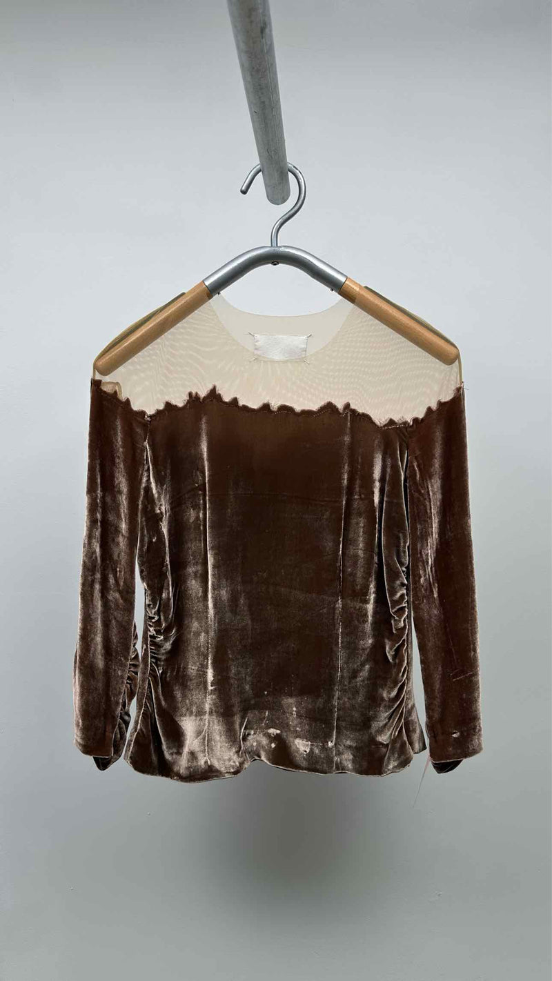 Margiela Burnt Effect Velvet Mesh Blouse