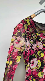 Jean Paul Gaultier L/S Acid-floral Mesh Top