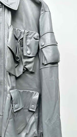 Off-White Leather Bomber Jacket