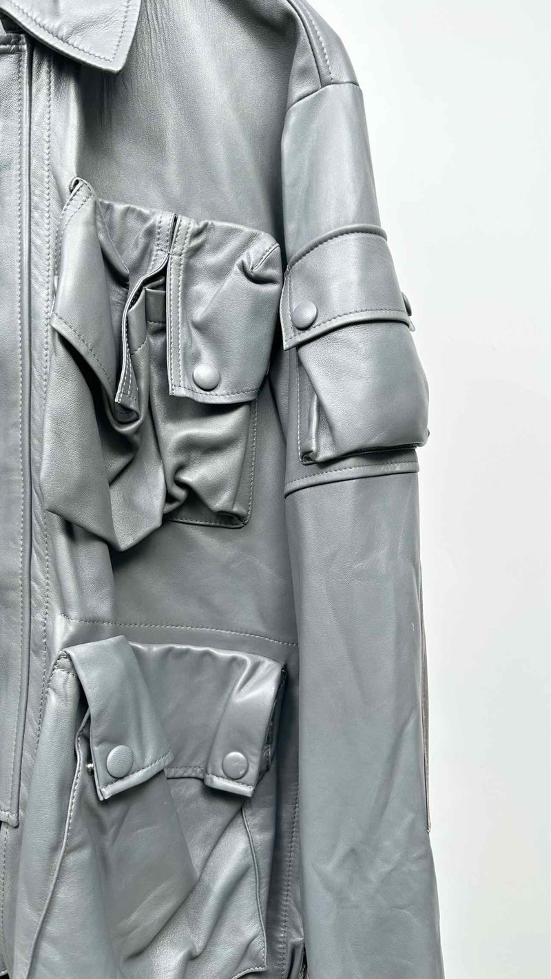 Off-White Leather Bomber Jacket