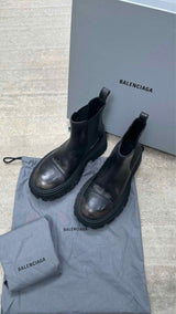 Balenciaga Worn-out Effect Leather Tractor Boots