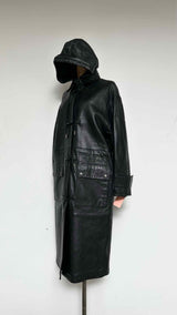 Acne Studios Hook-closures Hooded Leather Oversize Coat