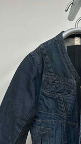 Rick Owens Collar-less Reconstructed Slav Denim Jacket