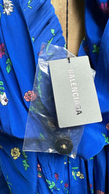 Balenciaga L/S Oversized Floral Silk Dress
