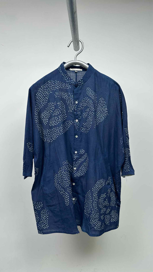 Eleven Eleven S/S Collarless Indigo Shirt