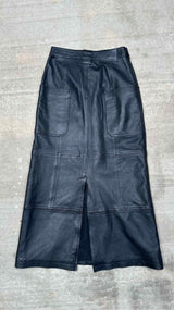 Telfar Wilson Leather Long Skirt