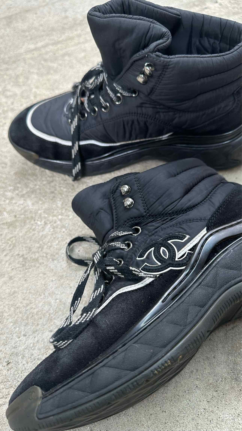 Chanel Nylon/ Leather Logo Sneakers