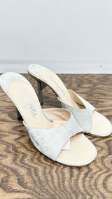 Chanel Jacquard Logo Heel Sandals