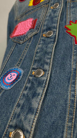 Louis Vuitton X Kusama Yayoi Faces Leather-patch Denim Jacket