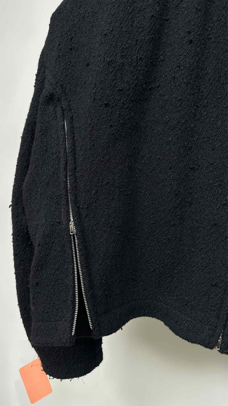 Comme Des Garcons Zip-detailed Wool Collarless Zip-up Jacket