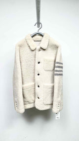 Thom Browne 4-bar Metal Button Shearling Leather Jacket