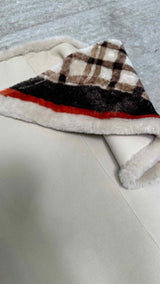 Balenciaga Triangle Shearling Plaid Scarf