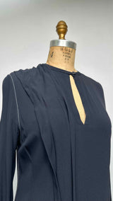 Marni L/S Assymetrical Stitching Bow-scarf Dress