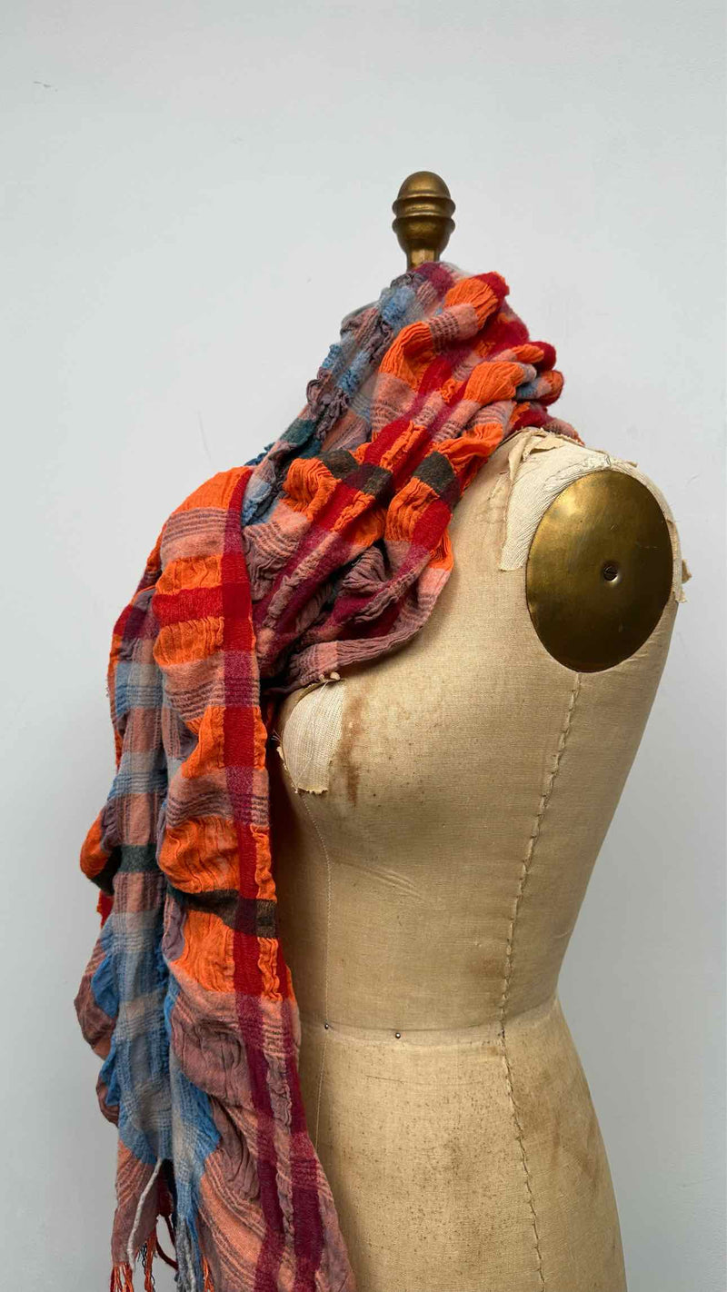 Issey Miyake Wrinkly Pleated Pliad Fringe Scarf