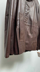 Sportmax Salaggio Funnel-Neck Paneled Hammered Leather Jacket