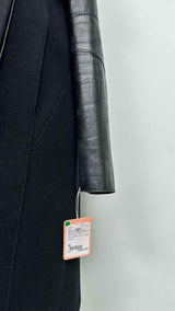 Helmut Lang Leather-htbrid Wool Over Coat