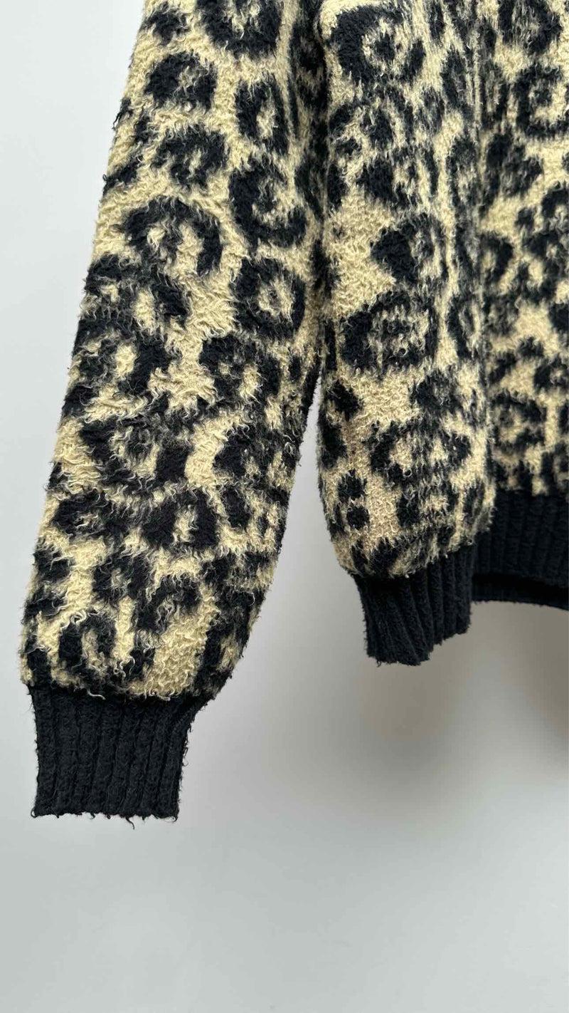 CELINE Inside-out V-neck Leopard Sweater