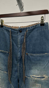 Kapital 14oz Distressed Double-Knee Easy Baggy Jeans