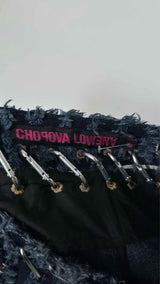 Chopova Lowena Fringe-stripe Denim Skirt