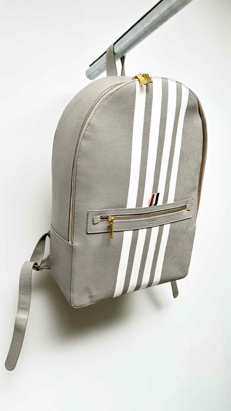 Thom Browne White Contrast Leather Backpack
