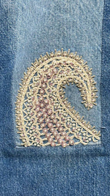 Kartik Research Chikankari Straight-Leg Embellished Panelled Jeans