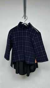 Sacai L/S back-lace Check Tunic Top
