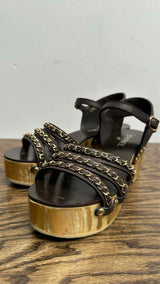 Chanel Chain-detail Ankle-strap Platform Sandals
