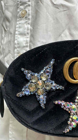 Gucci crystal-star marmont velvet belt Bag