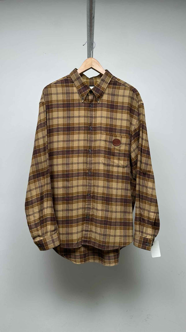Gucci Leather Logo Oversized Plaid Shirt