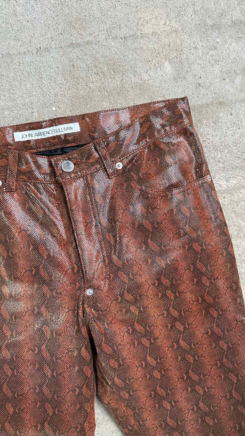 John Lawrence Sullivan Python Printed Leather Pants