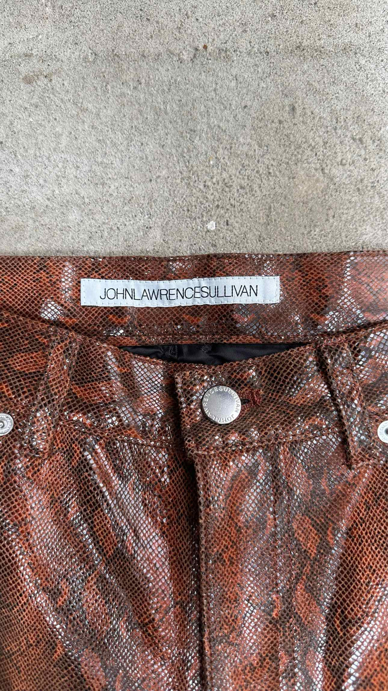 John Lawrence Sullivan Python Printed Leather Pants