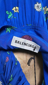 Balenciaga L/S Oversized Floral Silk Dress