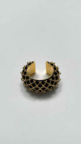 Saint Laurent Crystal & Velvet Cuff Bracelet
