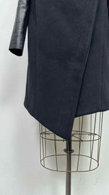 Helmut Lang Leather-htbrid Wool Over Coat