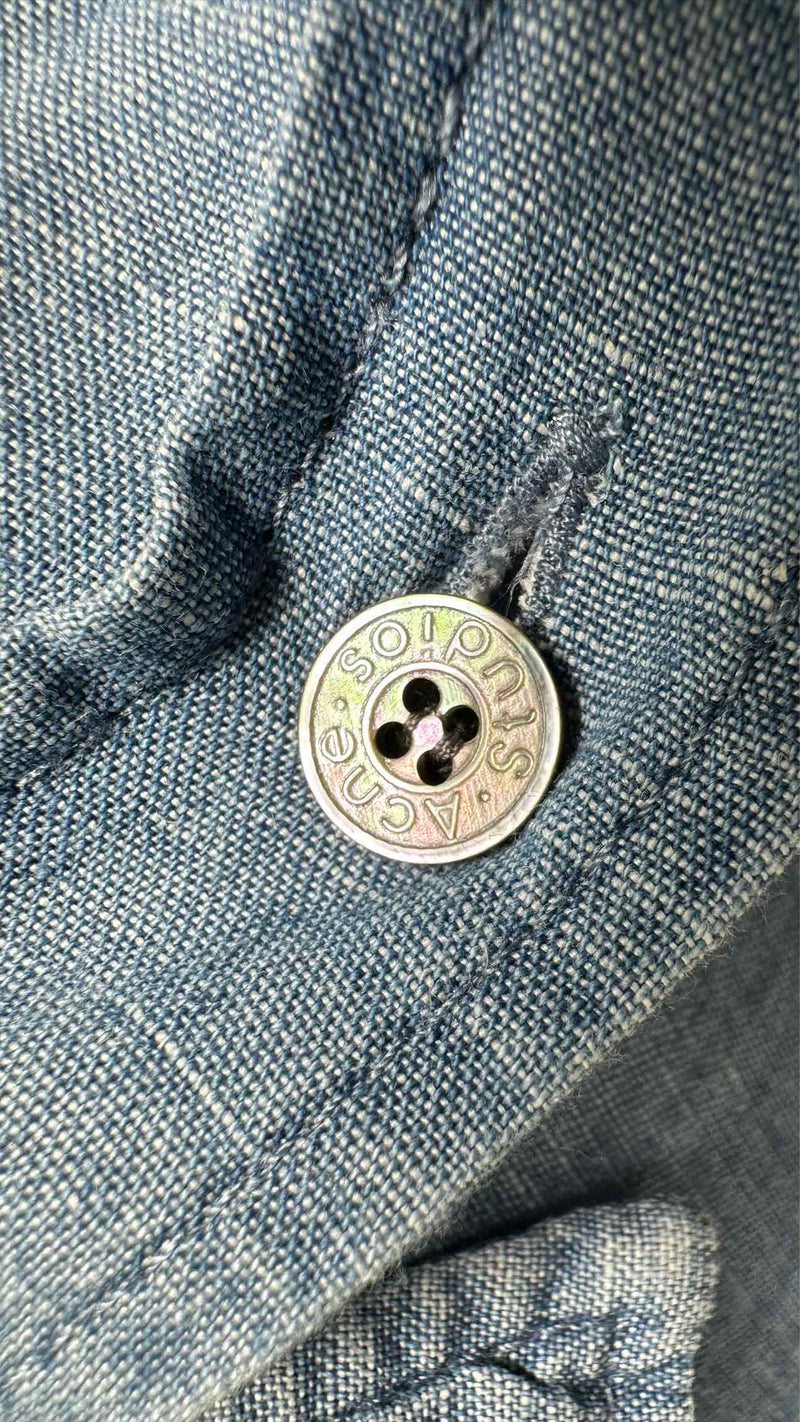 Acne Studios Back Logo Stamp Denim Linen Shirt