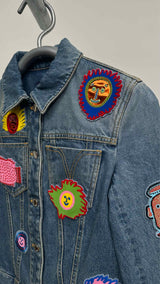 Louis Vuitton X Kusama Yayoi Faces Leather-patch Denim Jacket